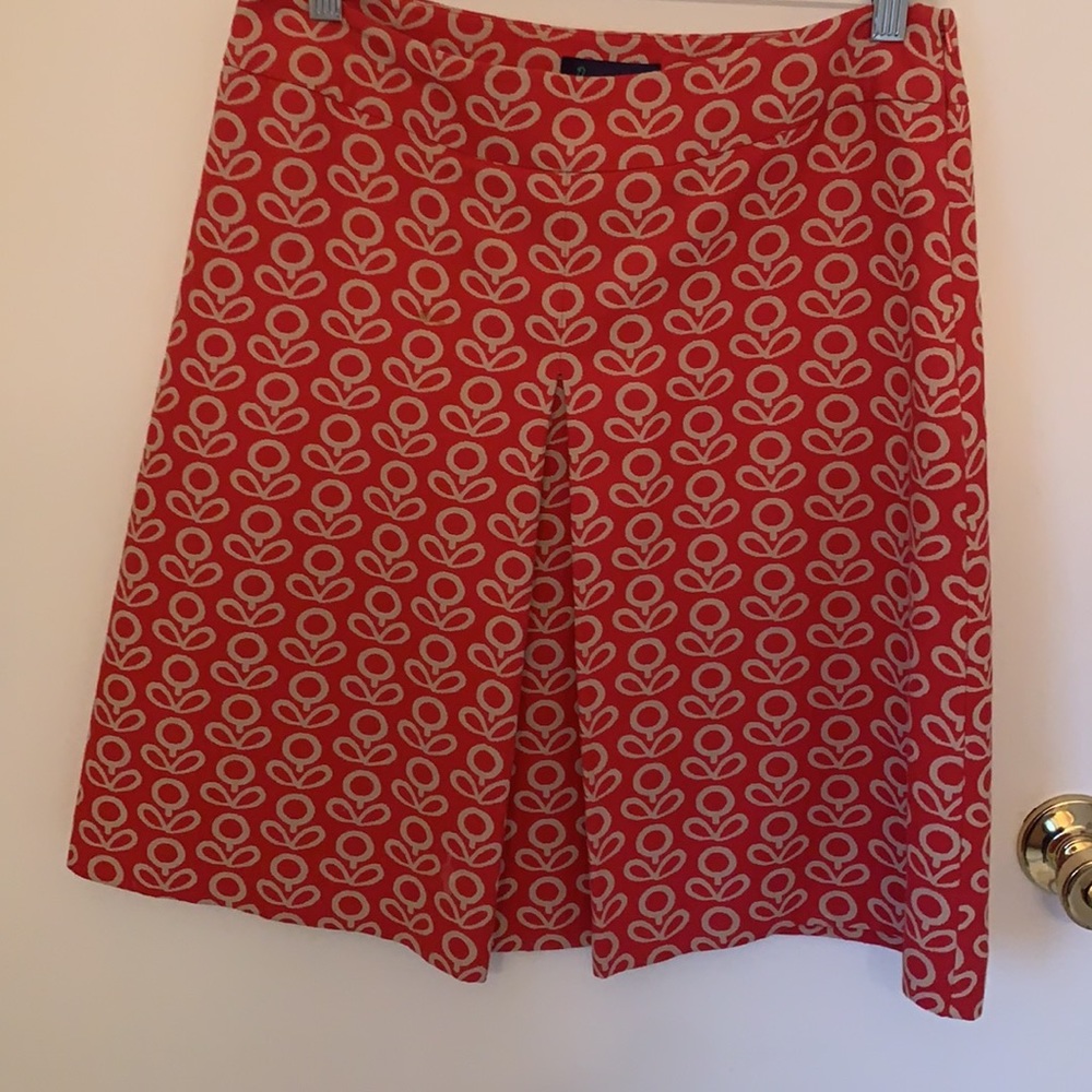 Boden Red & Cream Floral Skirt Size 12R- Fits  like a 10 IMO.